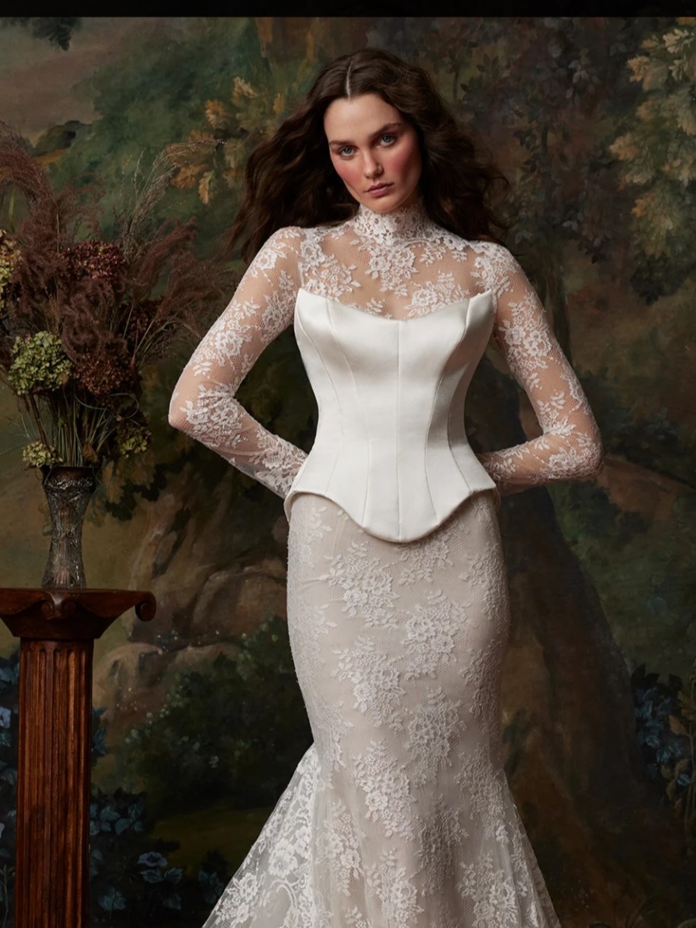 Ines Di Santo Luella Ivory Lace Long Sleeve Bolero, Size 4